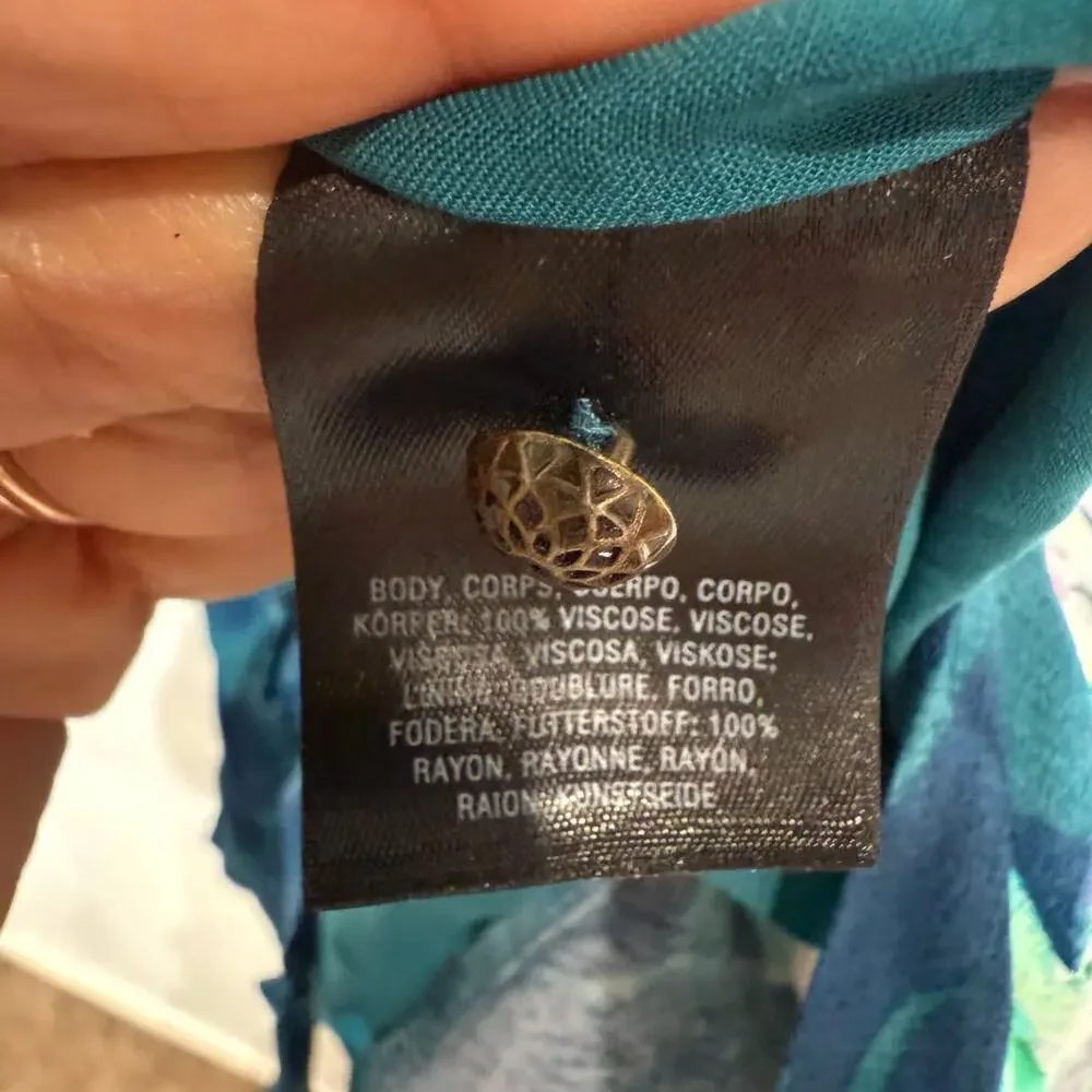 Anthropologie  Maeve Teal Elia Cold Shoulder Floral Mini Dress Sz 2 NWT - Picture 7 of 15